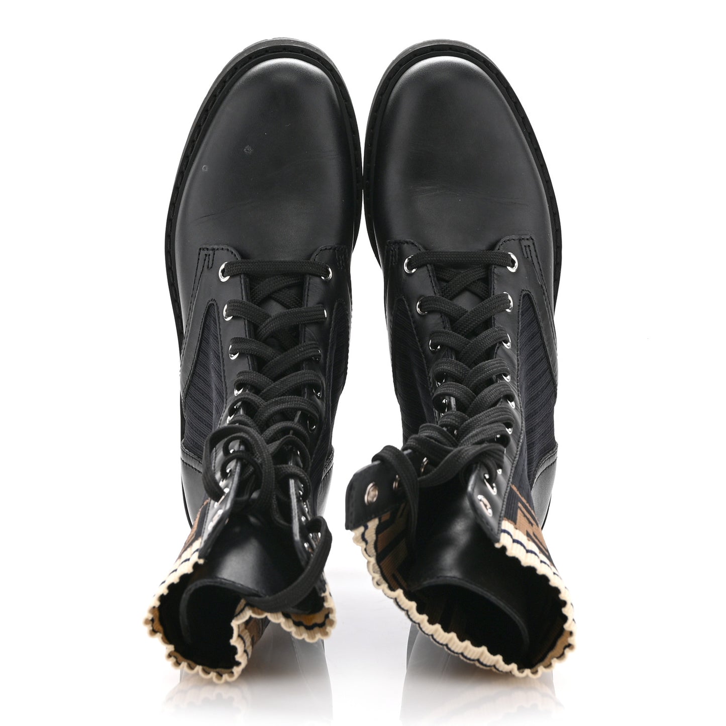 Calfskin Stretch Fabric Rockoko Biker Boots 38 Tobacco Black Marino