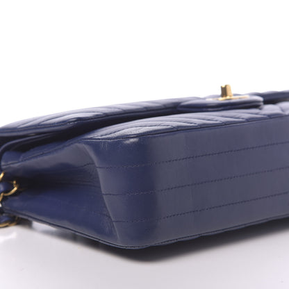 Chanel Lambskin Chevron Quilted Medium Double Flap Blue 8 of 12