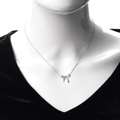 Tiffany Sterling Silver Small Bow Pendant Necklace 2 of 5