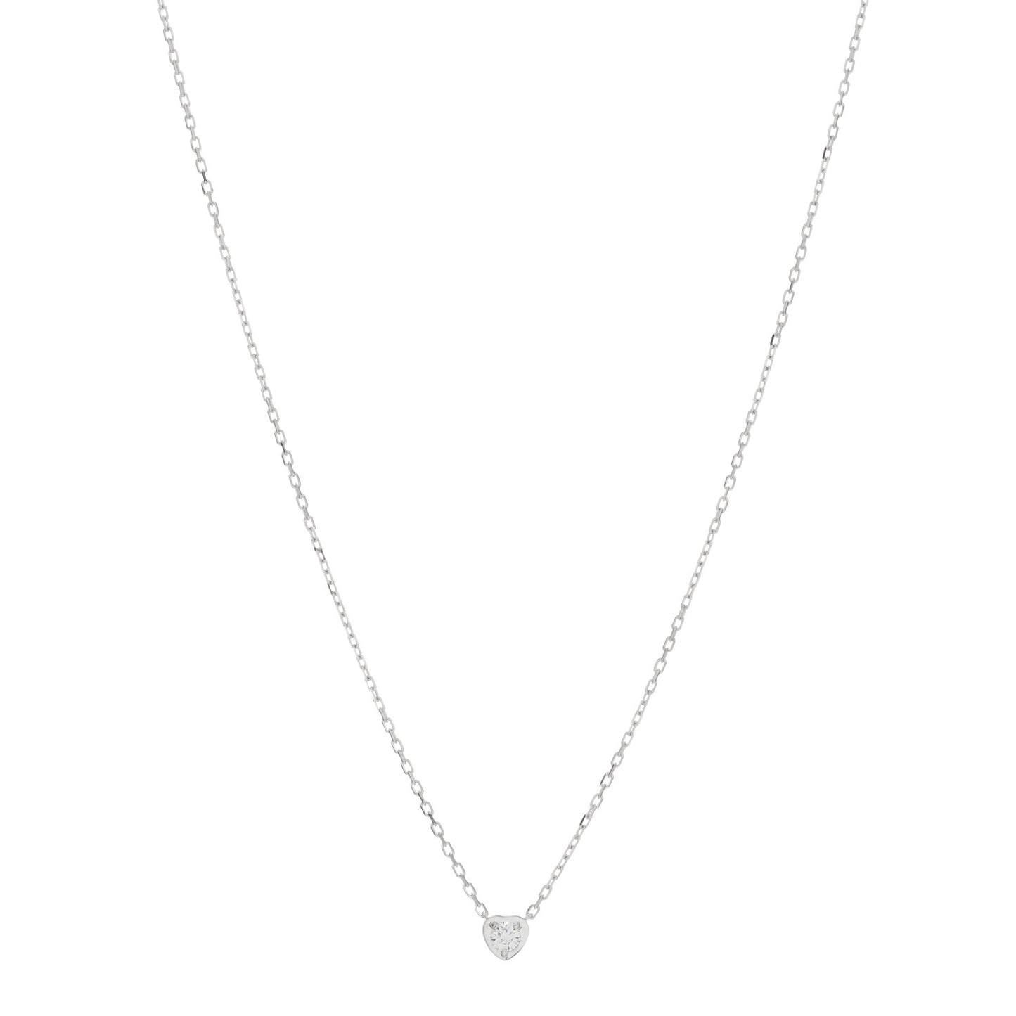 18K White Gold Diamond D'Amour Heart Pendant Necklace