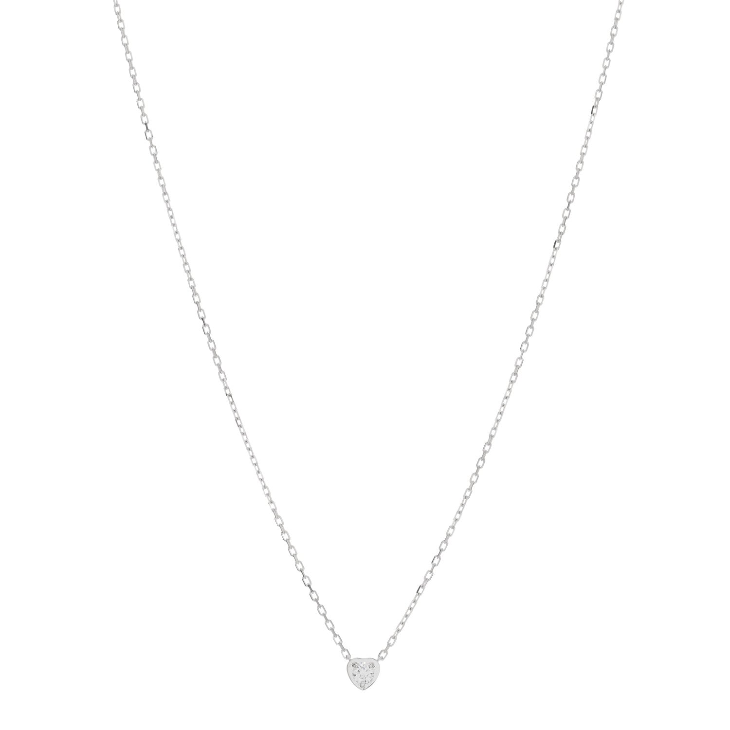 Cartier 18K White Gold Diamond D'Amour Heart Pendant Necklace 1 of 4
