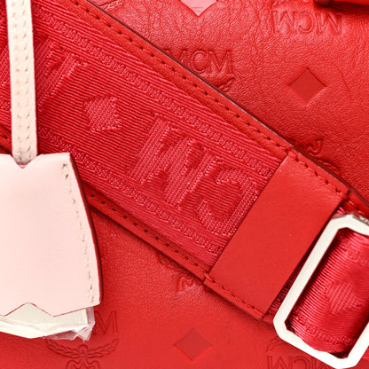 MCM Calfskin Ottomar Monogram Small Essential Boston Bag Viva Red 6 of 8