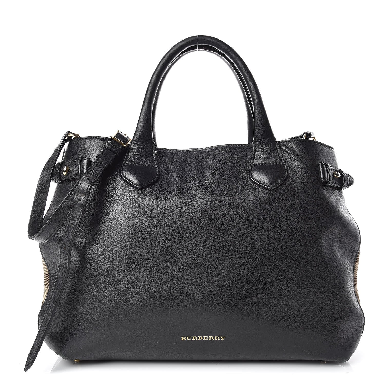 Burberry Smooth Calfskin Medium Banner Tote Black 1 of 19
