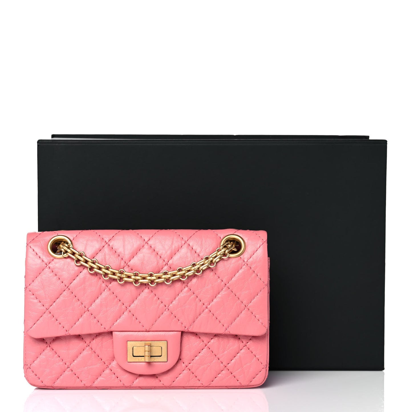 Aged Calfskin Quilted 2.55 Reissue Mini Flap Pink
