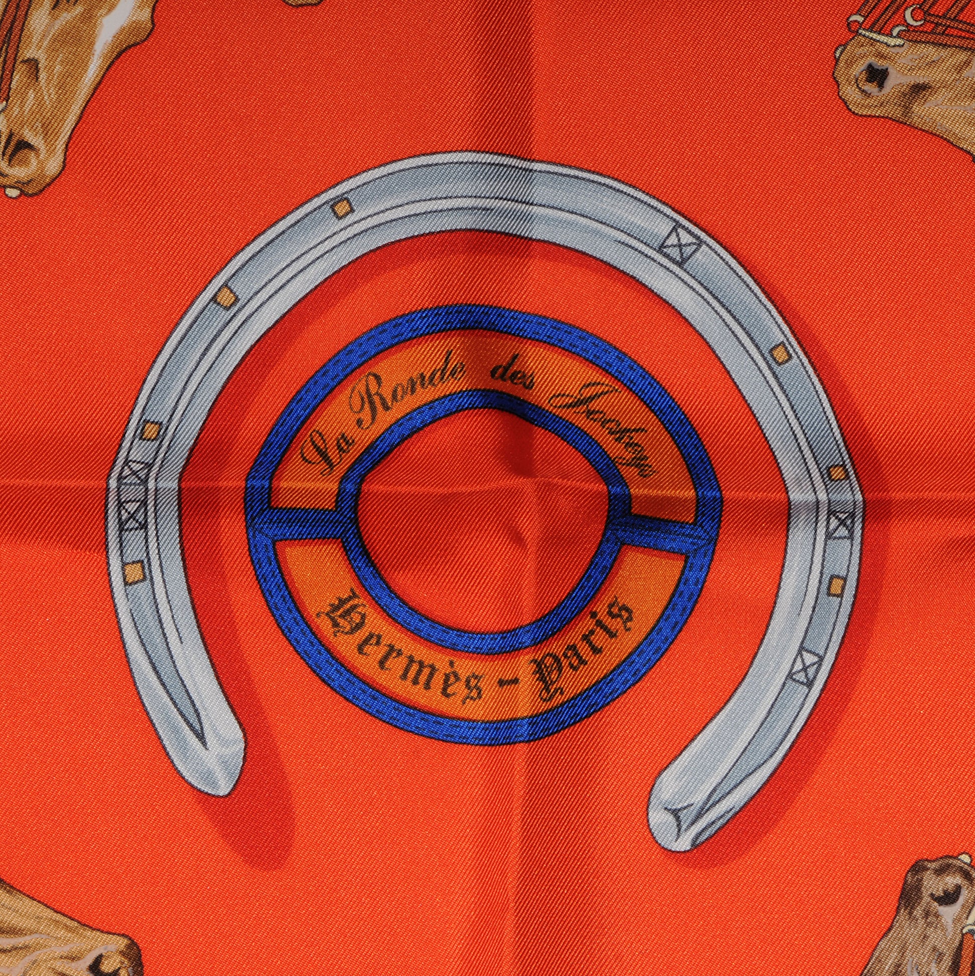 Hermes Silk La Ronde Des Jockeys Scarf 90 Orange 3 of 5