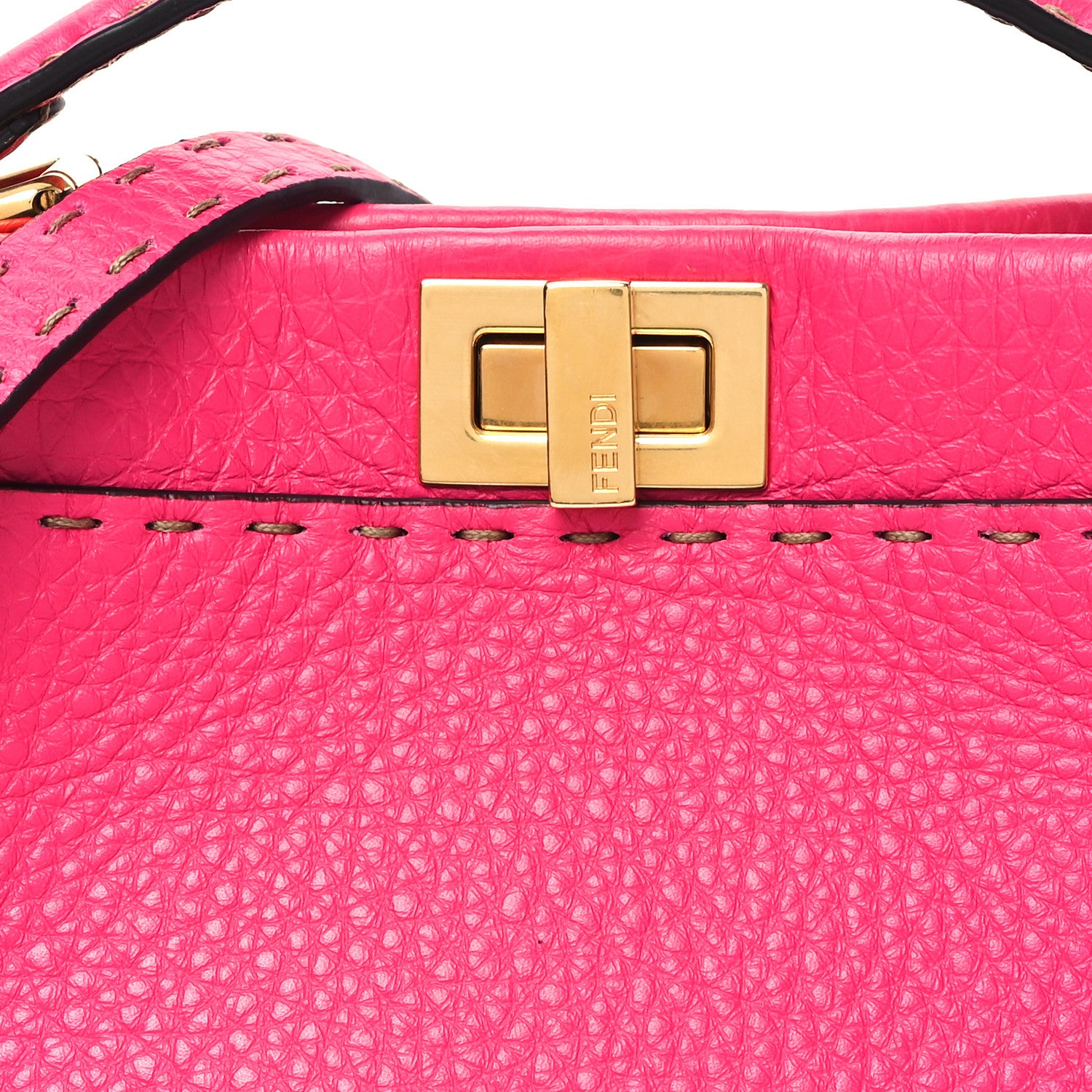 Fendi Cuoio Romano Selleria Mini Peekaboo Iconic Satchel Fuxia 7 of 9