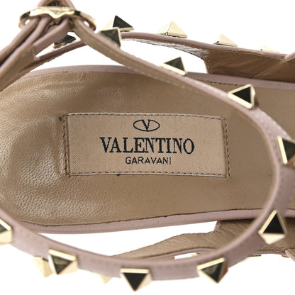 Valentino Garavani Pebbled Calfskin Rockstud Ankle Strap 100mm Pumps 39.5 Poudre 7 of 9