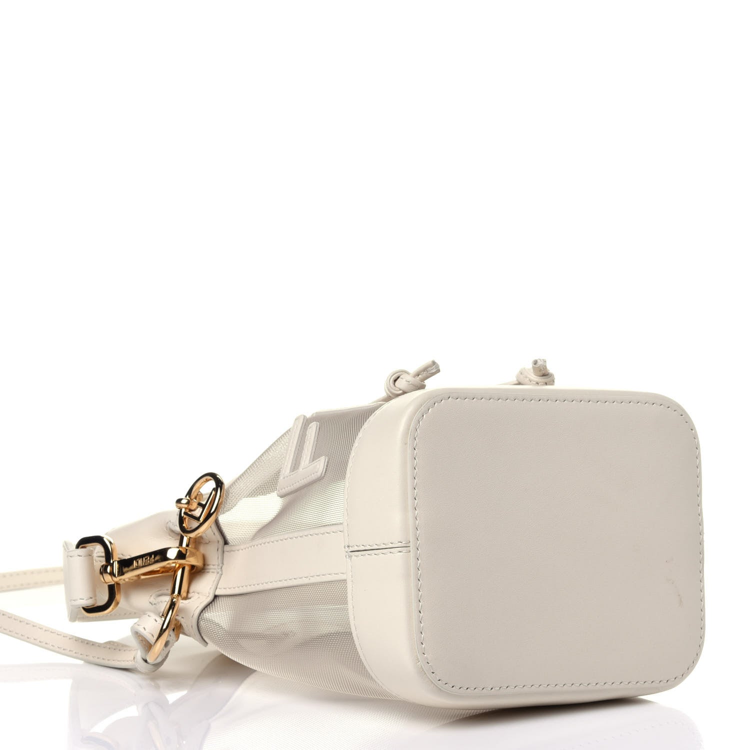 Fendi Mesh Vitello King F is Fendi Logo Embroidered Mini Mon Tresor Bucket Bag Sabbia White Ice 3 of 10