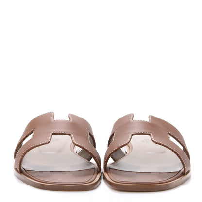 Hermes Box Calfskin Oran Sandals 39 Gold 2 of 9