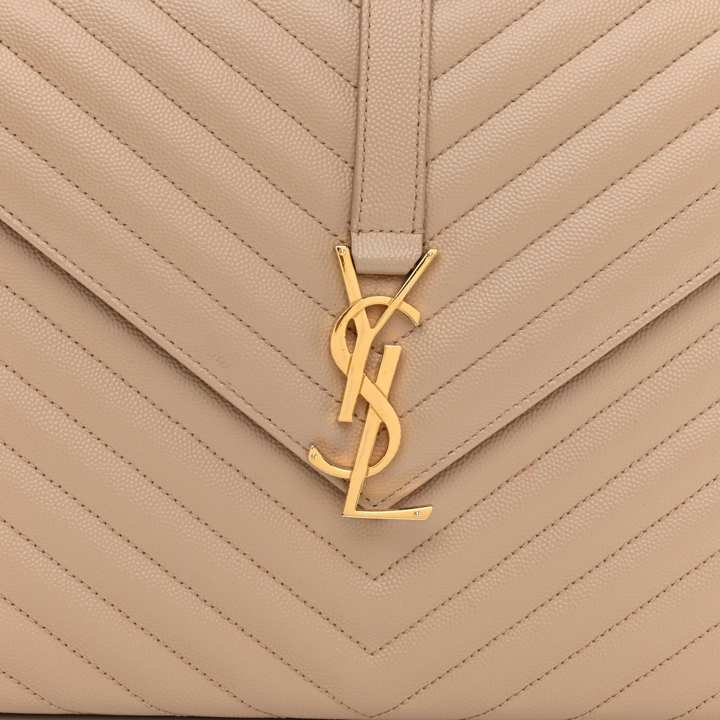 Grain De Poudre Matelasse Chevron Large Monogram Satchel Dark Beige