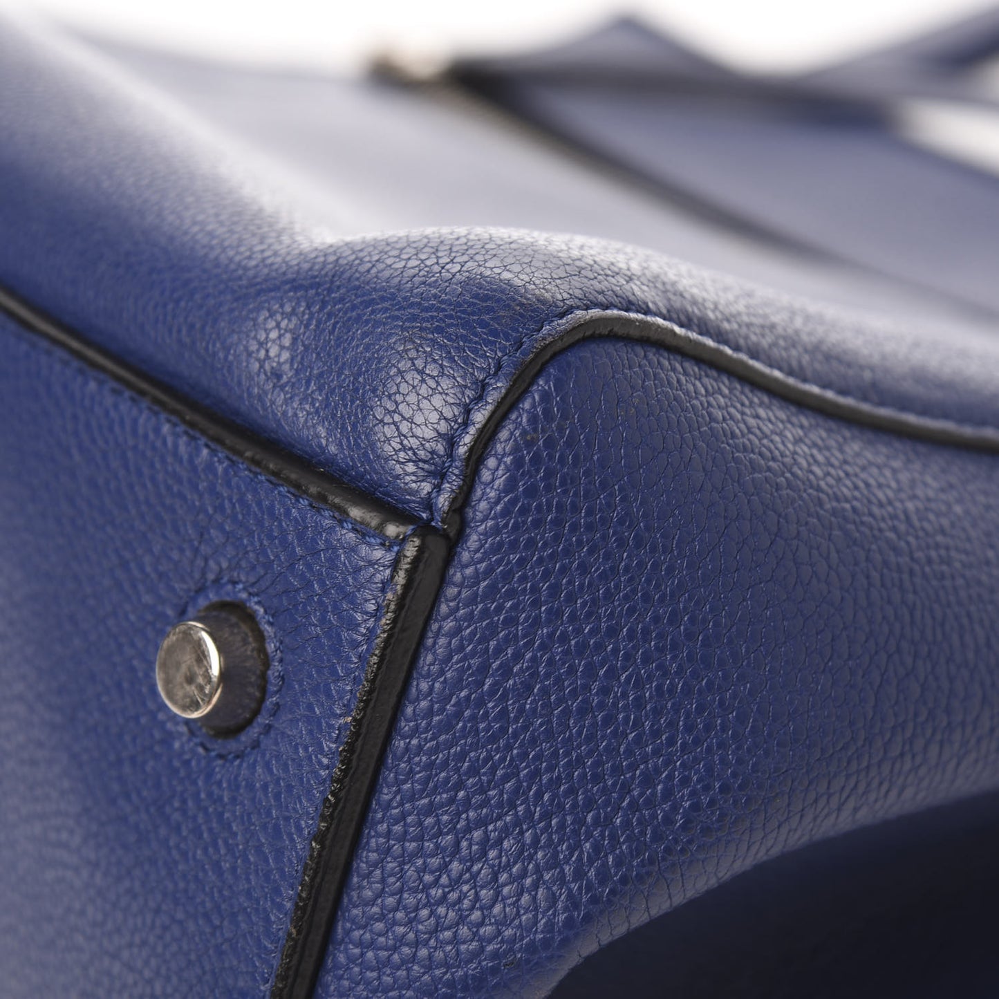Drummed Calfskin Small Edge Shoulder Bag Indigo