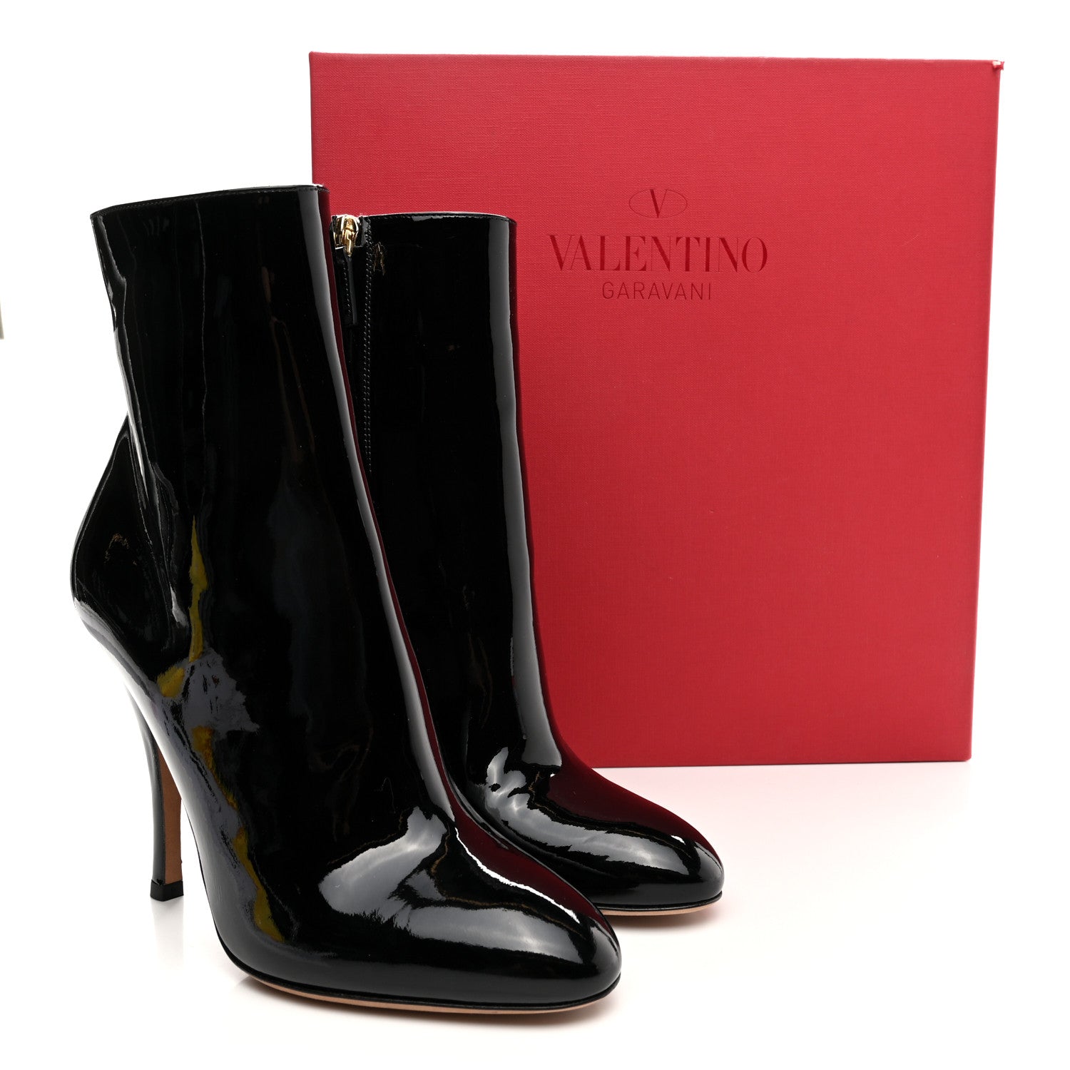Valentino Garavani Patent Rockstud Jaw Stud 100mm Ankle Booties 38 Black 14 of 14