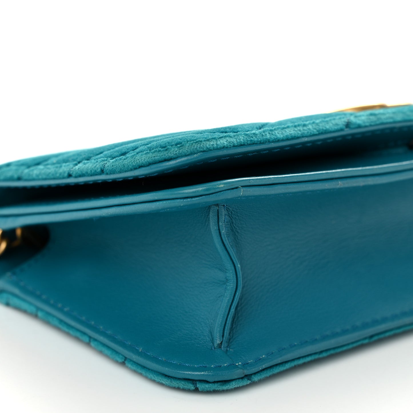 Velvet Matelasse GG Marmont Mini Bag Pavone Cyan