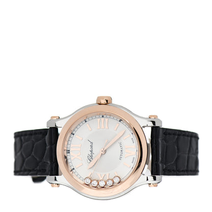 Chopard Stainless Steel 18K Rose Gold Alligator 5 Diamond 30mm Happy Sport Automatic Watch 2 of 5