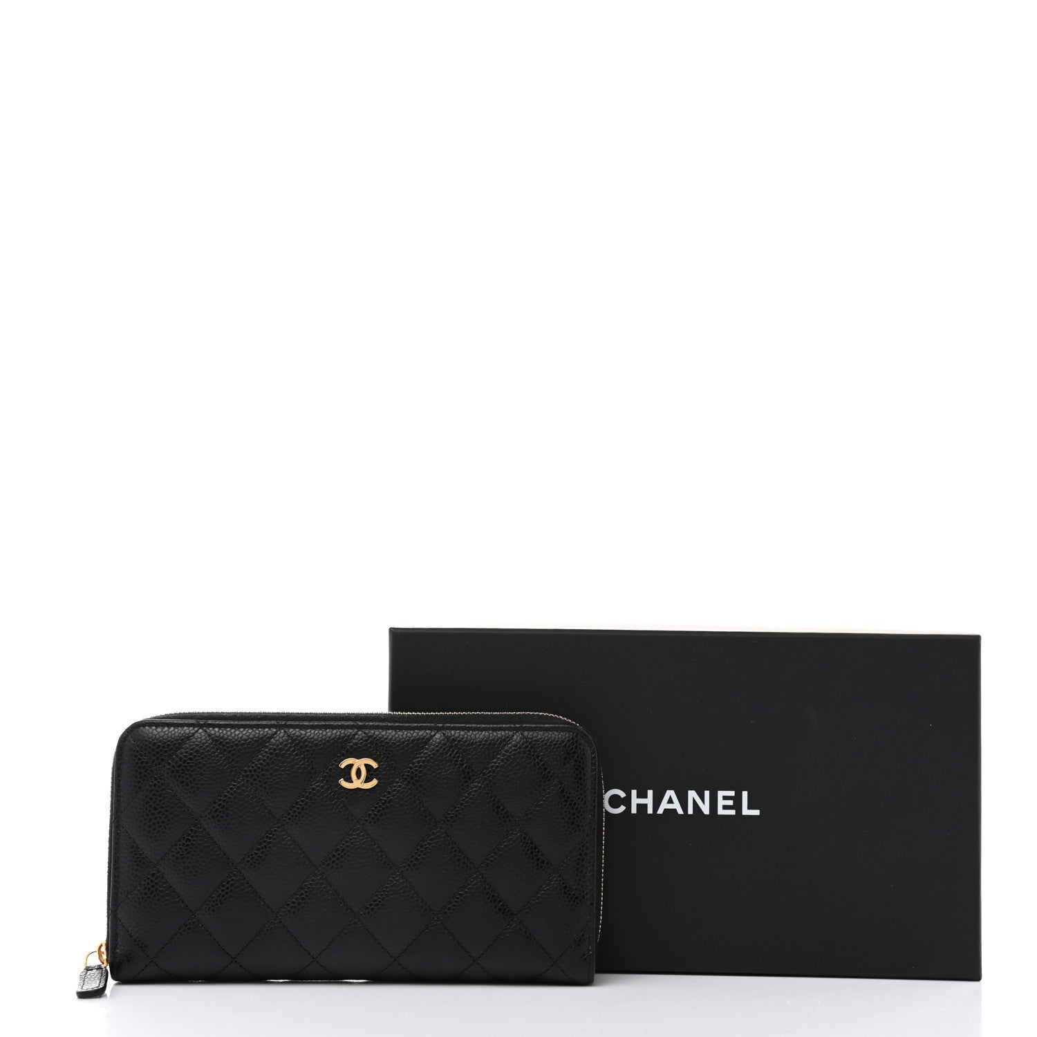 Chanel Caviar Quilted Large Gusset Zip Around Wallet Black 9 of 14