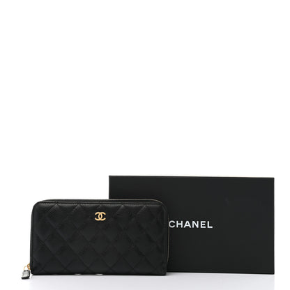 Chanel Caviar Quilted Large Gusset Zip Around Wallet Black 9 of 14