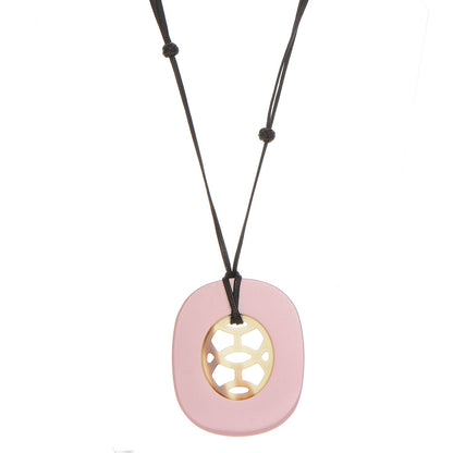 Hermes Buffalo Horn Lacquer Lift Necklace GM Rose Candeur 3 of 7