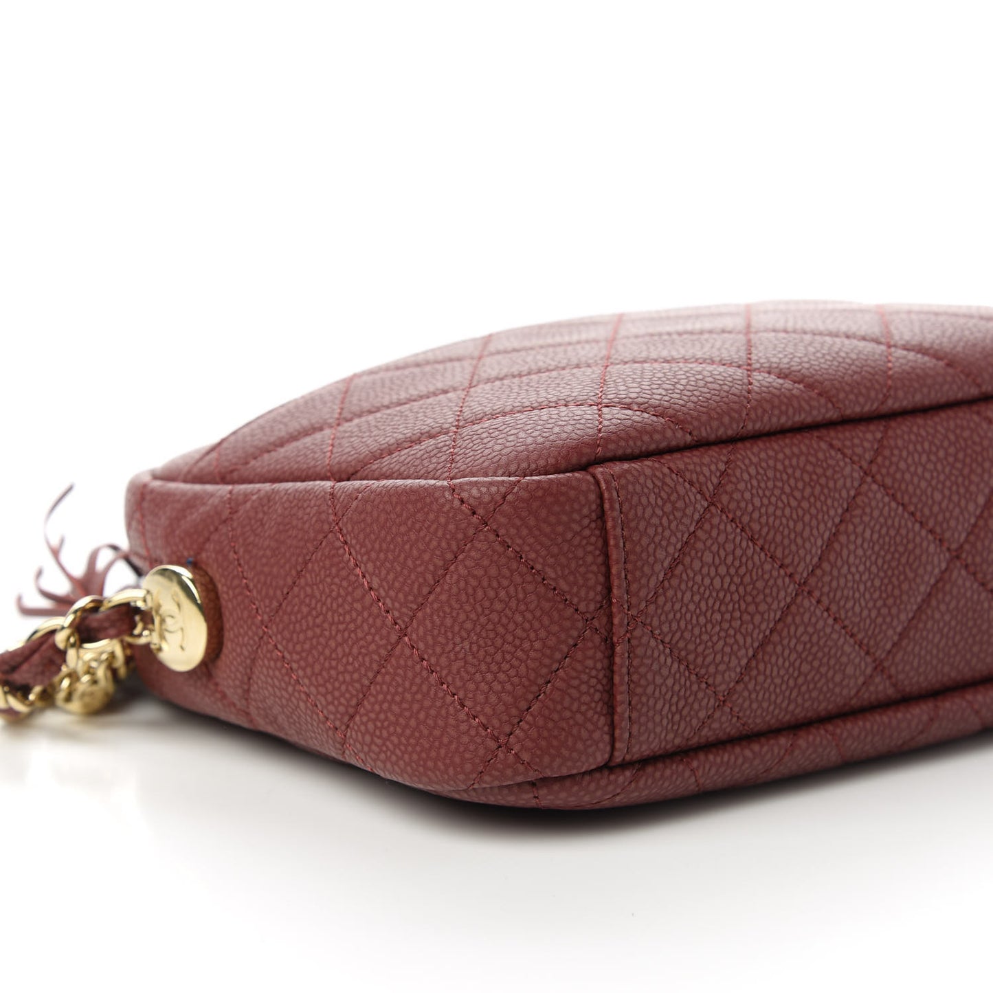 Caviar Quilted Medium Coco Tassel Camera Case Burgundy