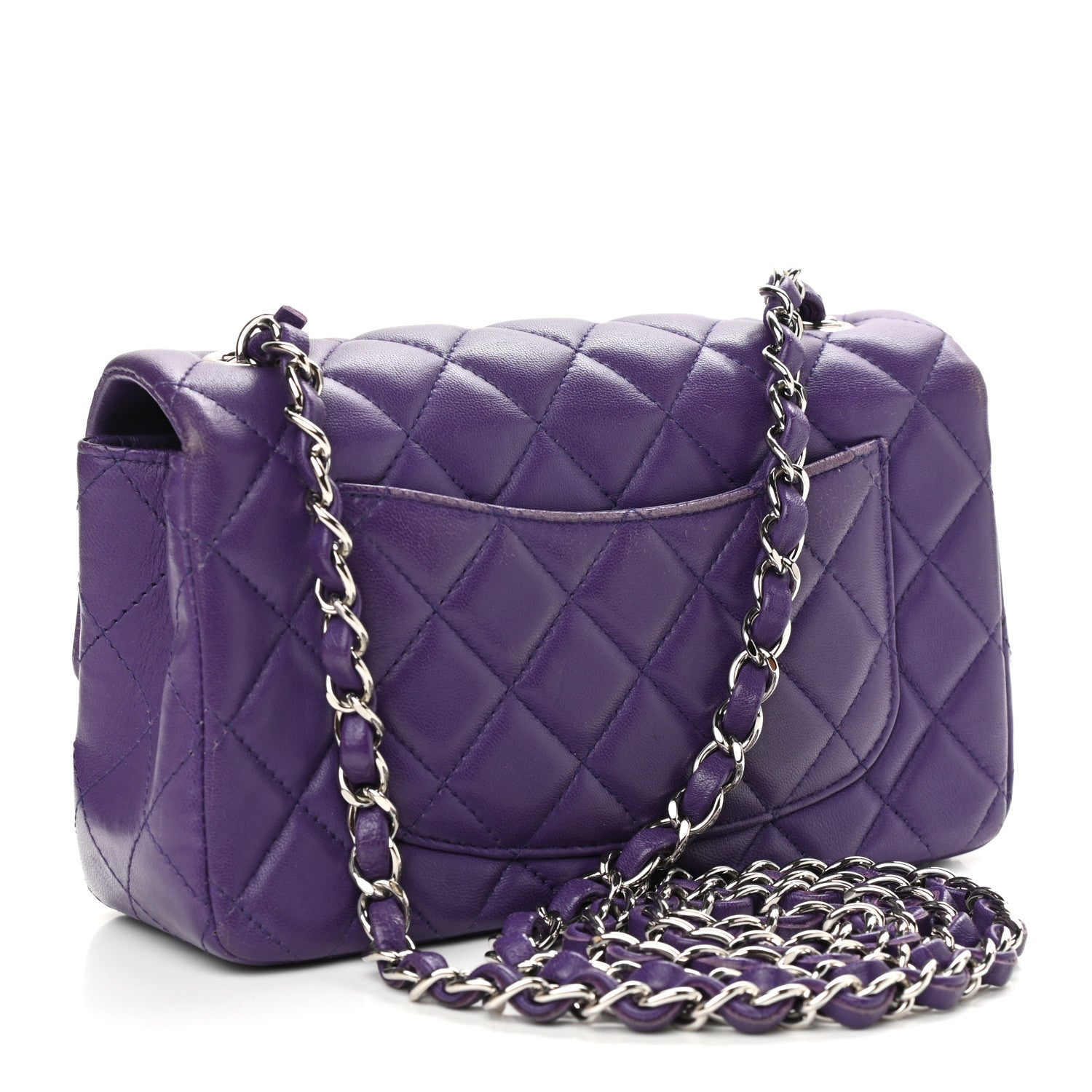 Chanel Lambskin Quilted Mini Rectangular Flap Purple 3 of 14
