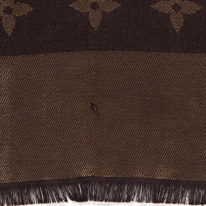 Louis Vuitton Silk Lurex Wool Monogram Shine Shawl Brown 8 of 16