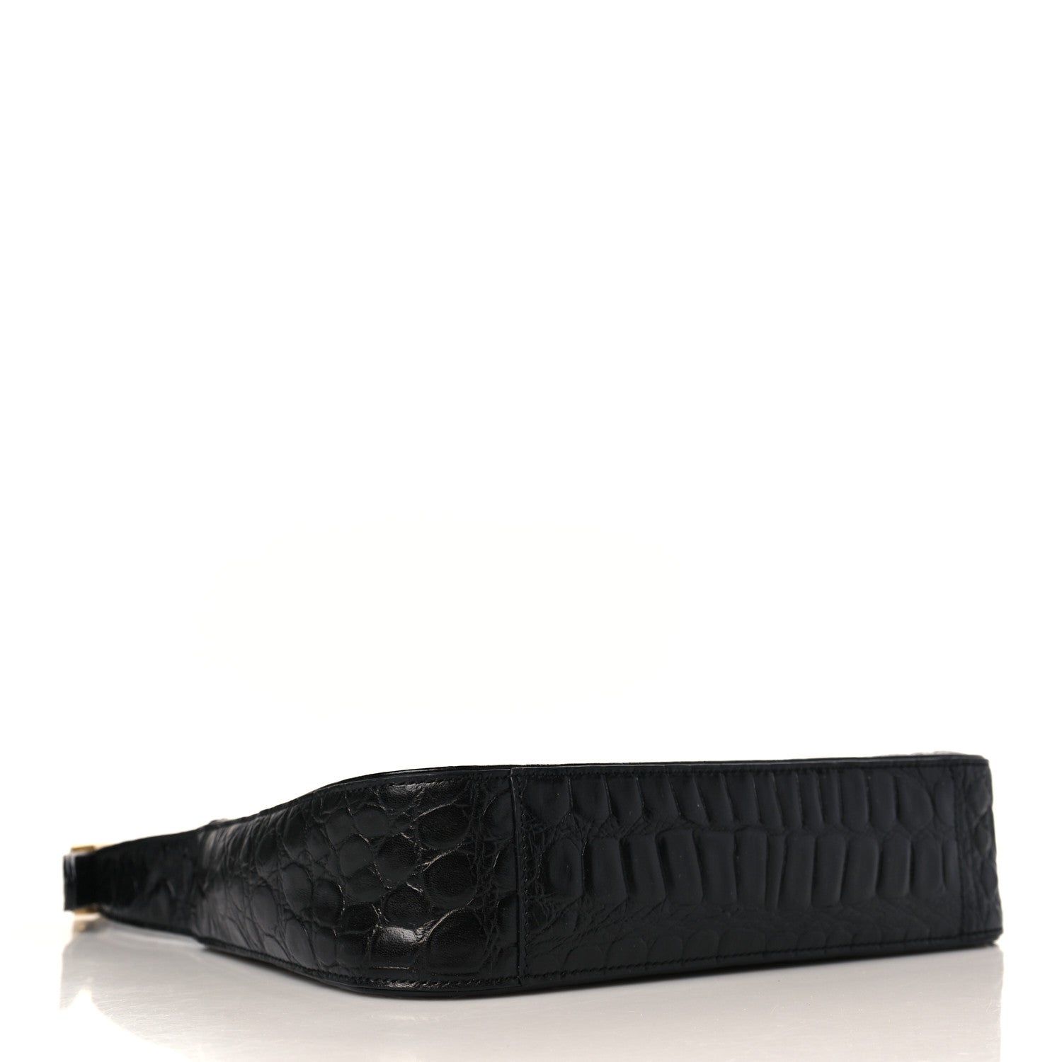 Saint Laurent Calfskin Crocodile Embossed Le 5 A 7 Hobo Black 4 of 10