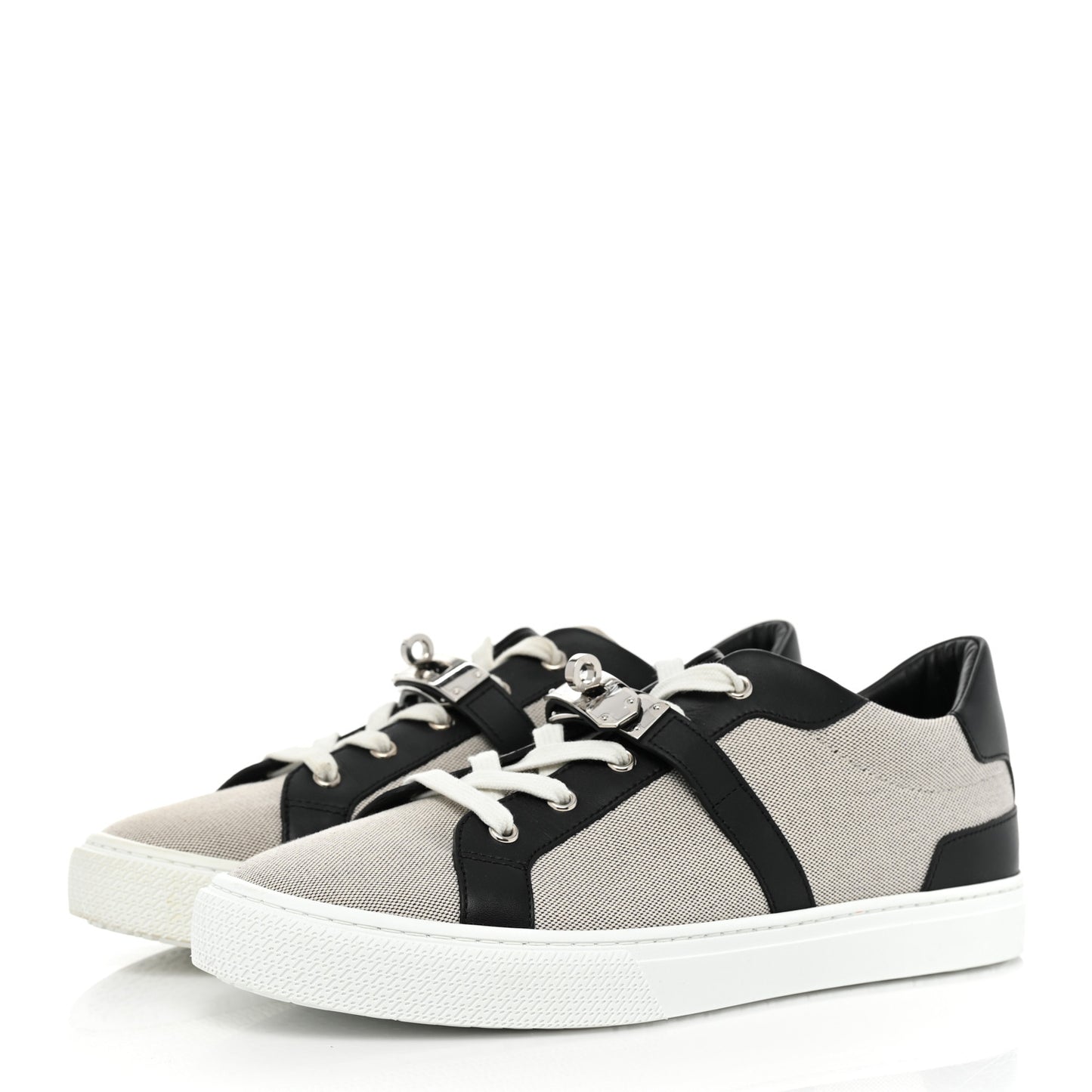 Calfskin Canvas Day Sneakers 41.5 Black White
