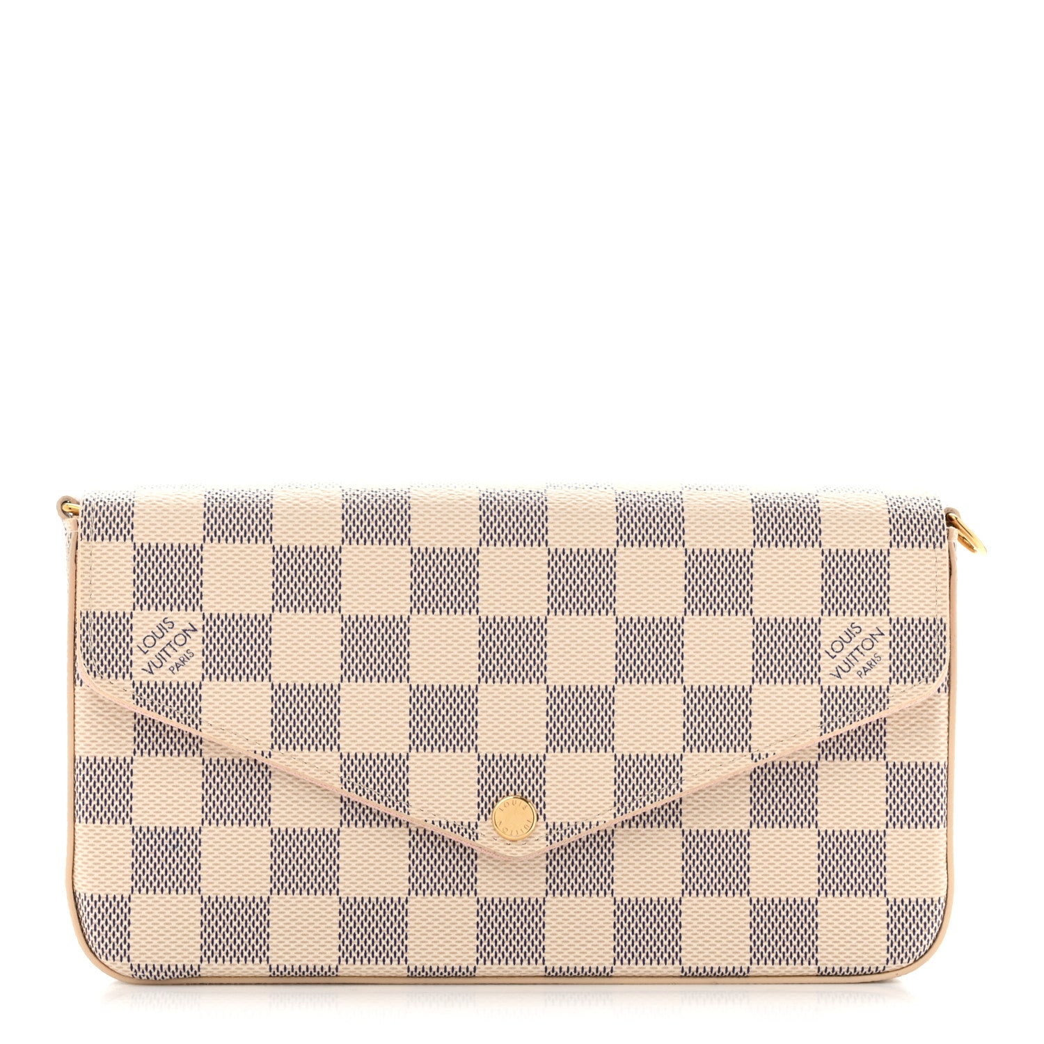 Louis Vuitton Damier Azur Pochette Felicie Chain Wallet Rose Ballerine 1 of 11