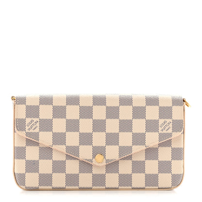 Louis Vuitton Damier Azur Pochette Felicie Chain Wallet Rose Ballerine 1 of 11