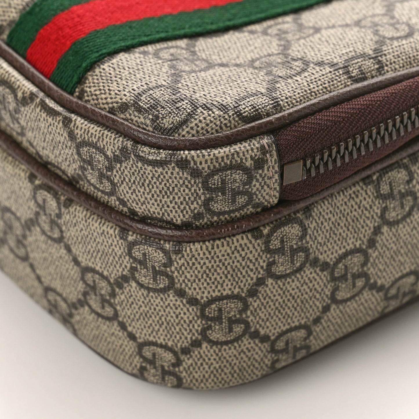 GG Supreme Monogram Web Mini Ophidia Double Zip Messenger Bag Beige New Acero