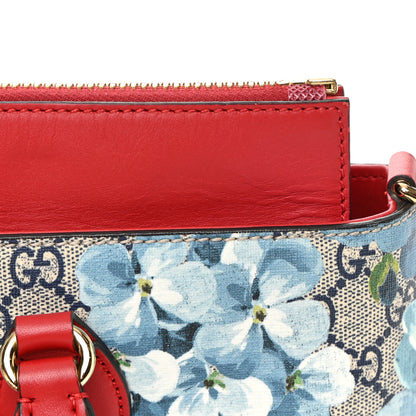 Gucci GG Supreme Monogram Blooms Medium Zip Top Tote Beige Blue Navy Hibiscus Red 15 of 21
