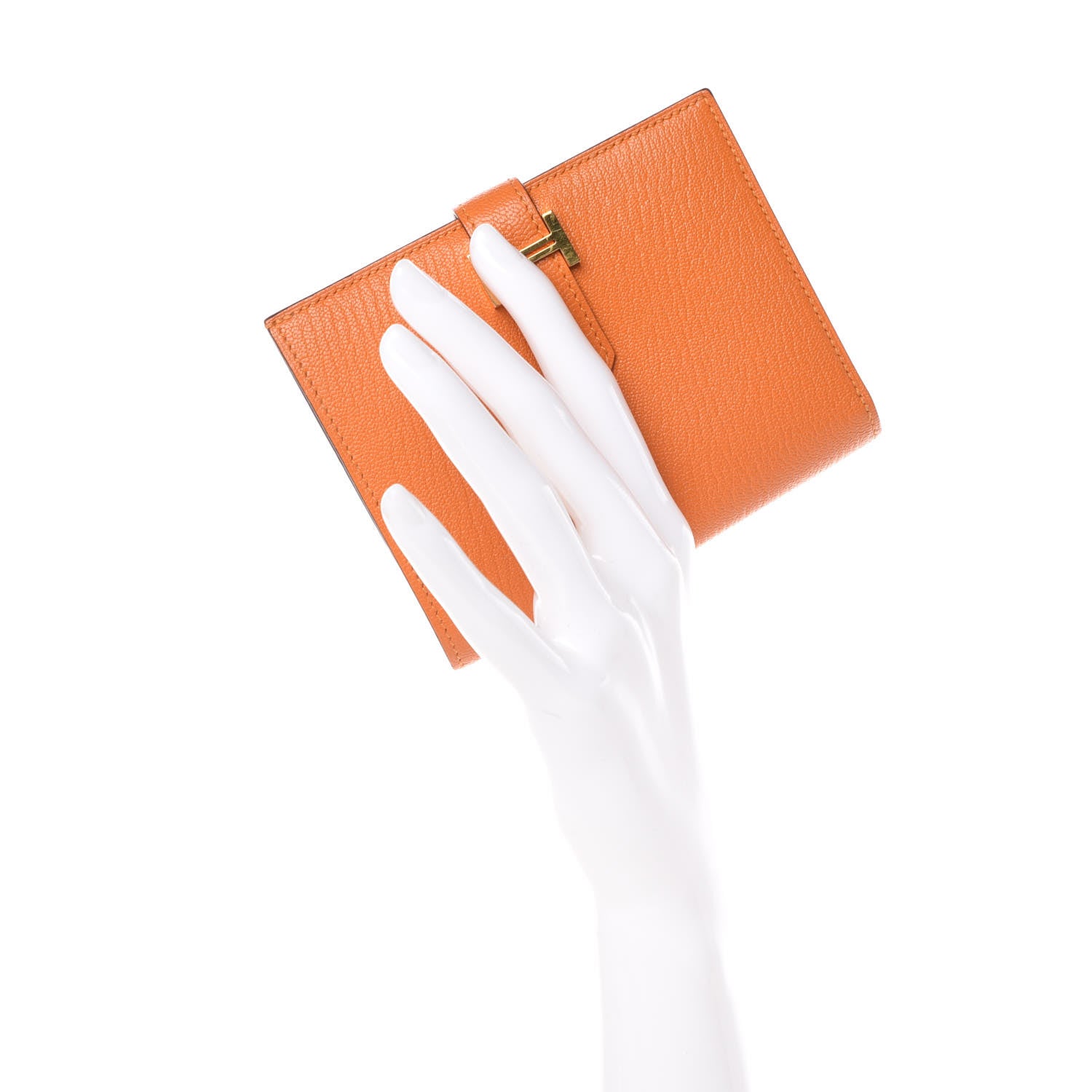 Hermes Chevre Mysore Bearn Compact Wallet Orange 2 of 14