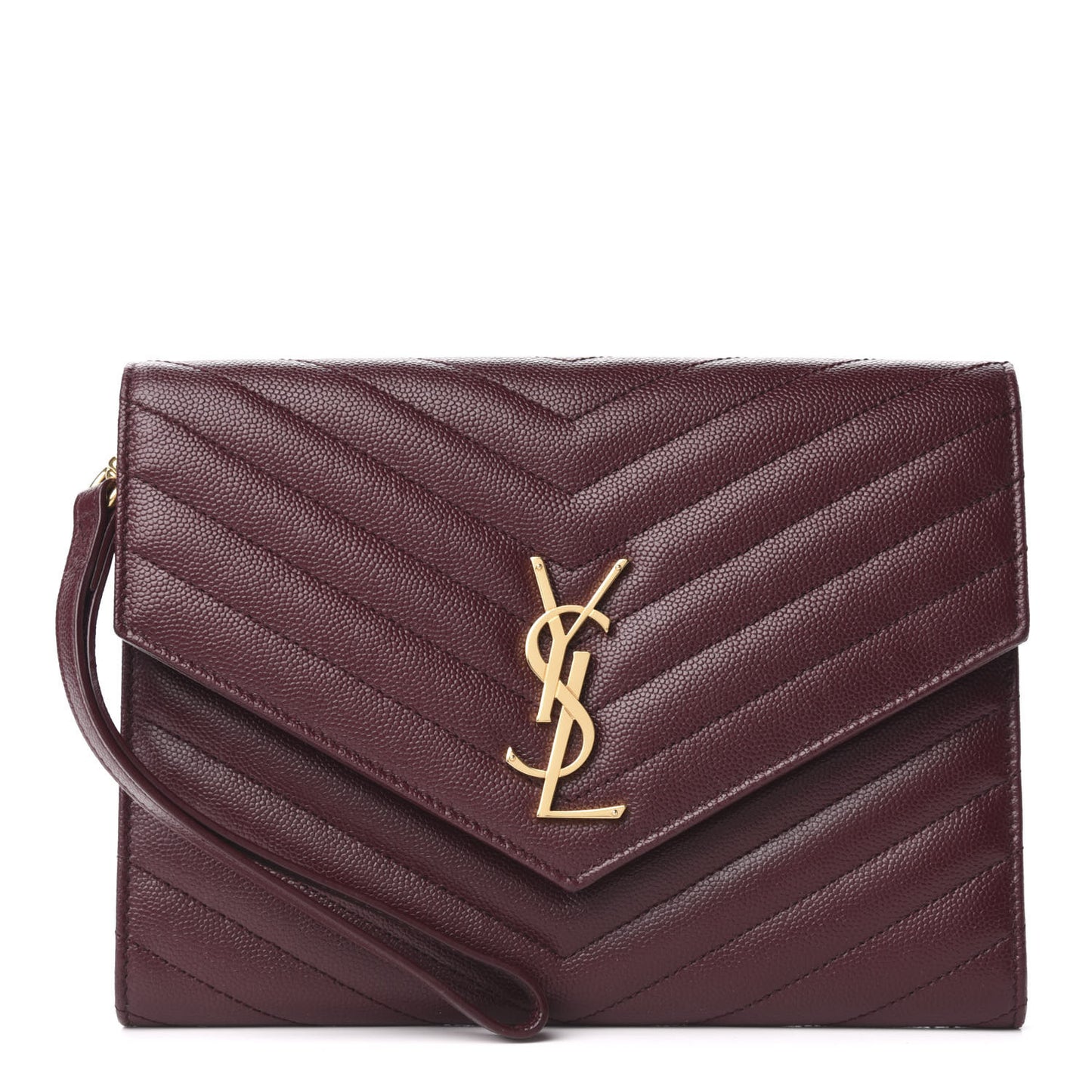 Grain De Poudre Matelasse Chevron Monogram Envelope Clutch Rouge Legion