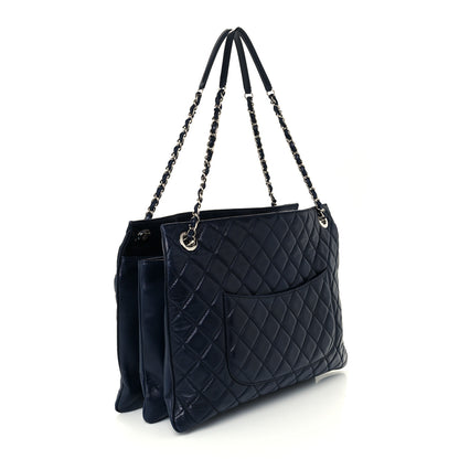 Chanel Lambskin Quilted Accordion Shopping Tote Navy 2 of 11