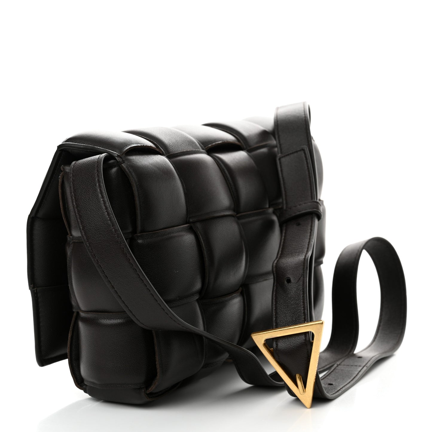 Nappa Maxi Intreccio Padded Cassette Crossbody Bag Fondente