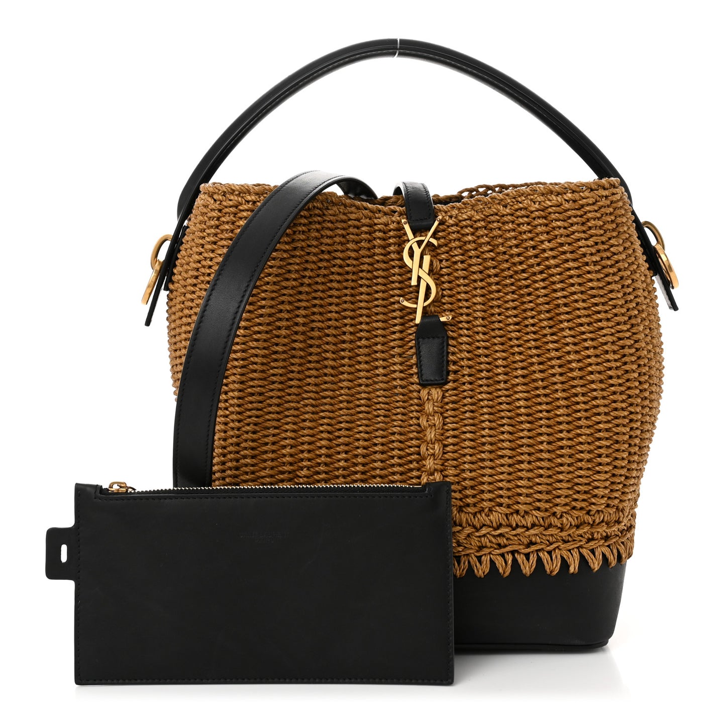 Raffia Vegetable Le 37 Bucket Bag Natural Black