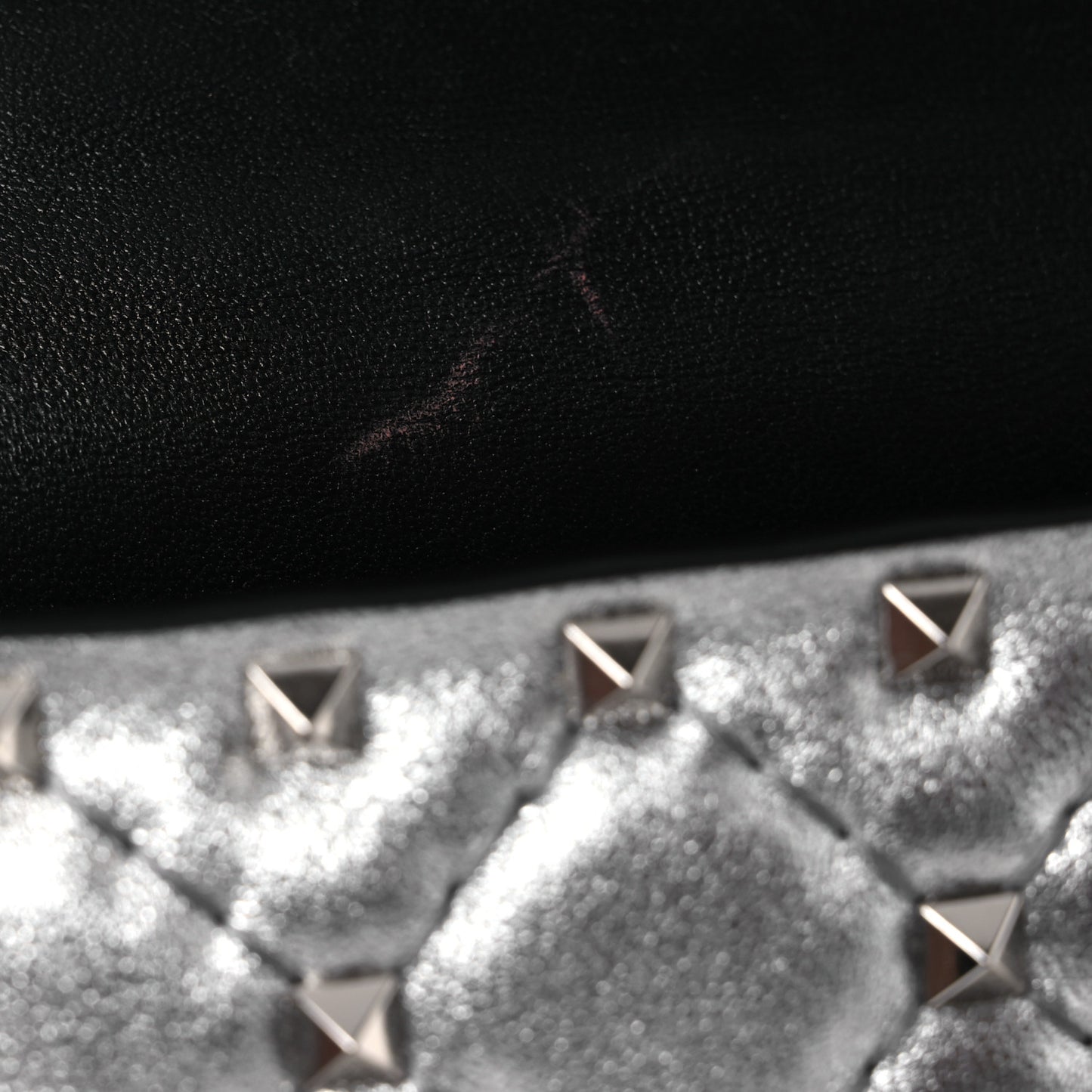 Metallic Nappa Small Rockstud Spike Shoulder Bag Silver