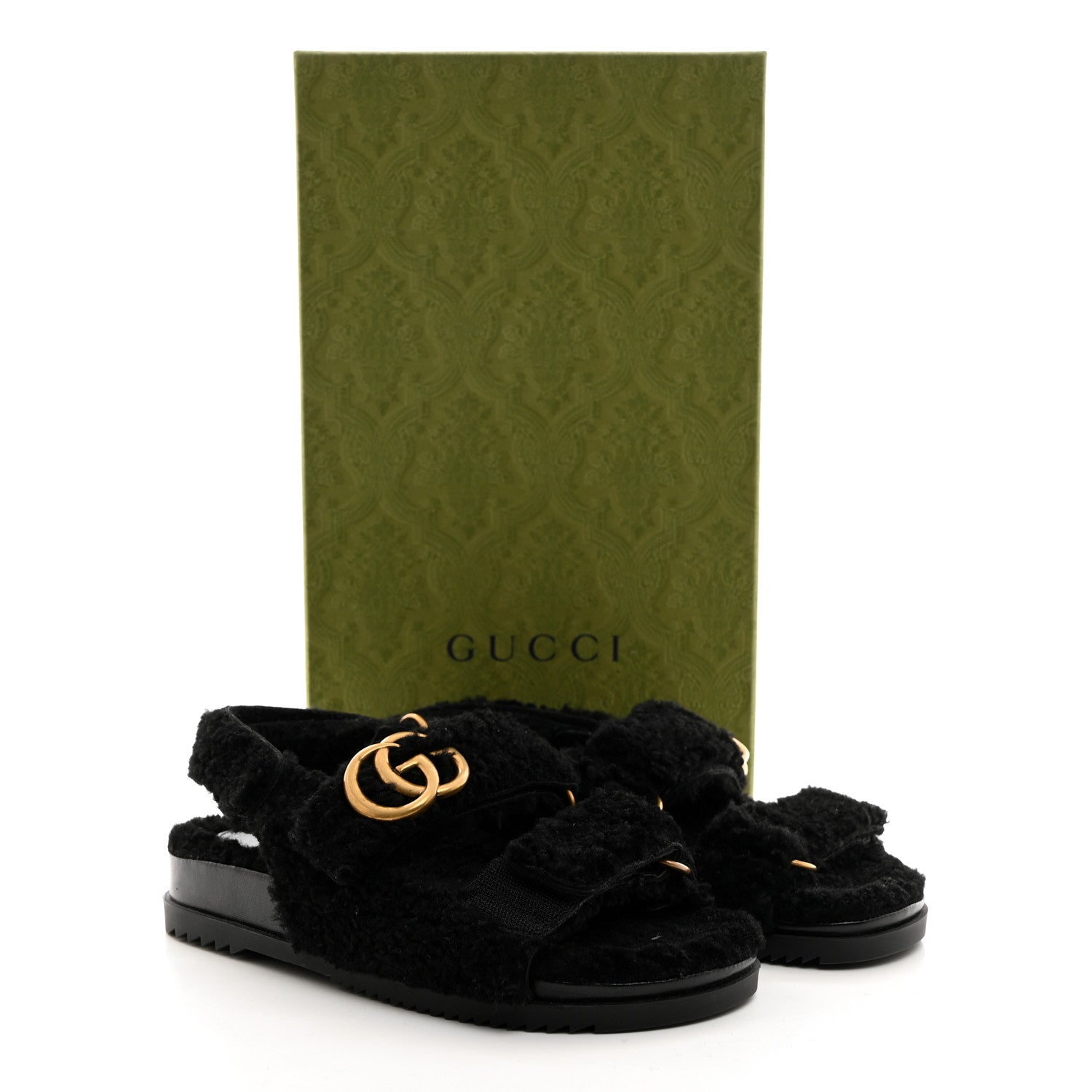 Gucci Merino Wool Interlocking G Dad Sandals 37 Black 9 of 9