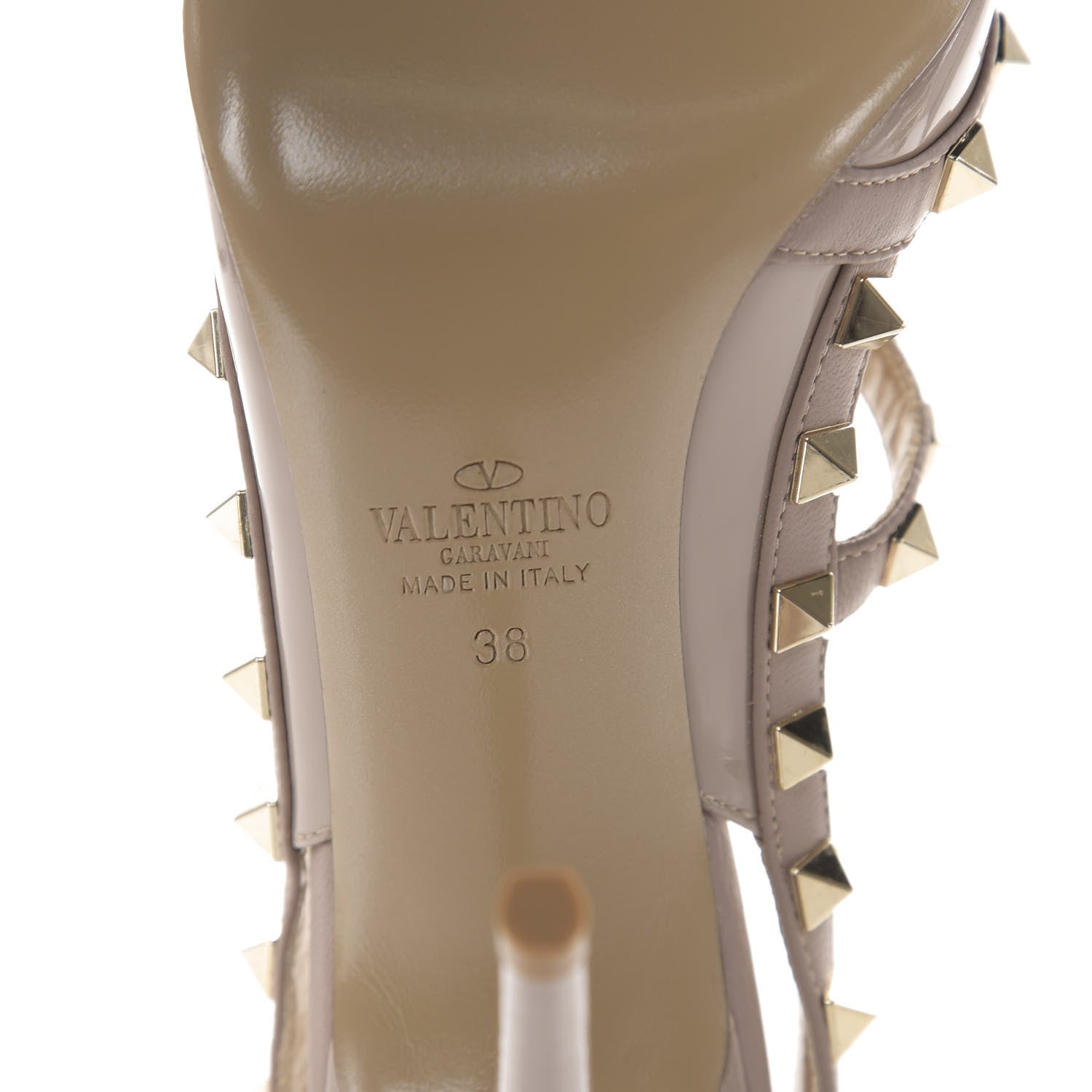 Valentino Garavani Patent Nappa Rockstud Ankle Strap 100mm Pumps 38 Poudre 7 of 9