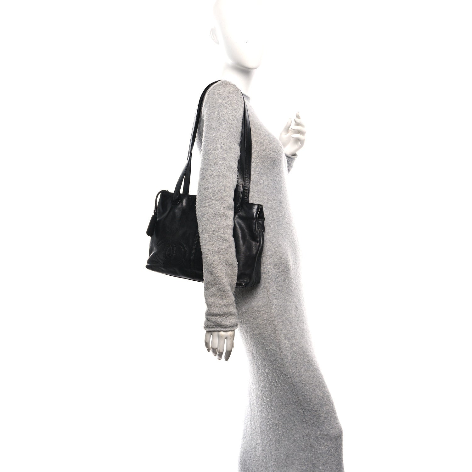 Chanel Lambskin CC Stitched Tote Black 2 of 10