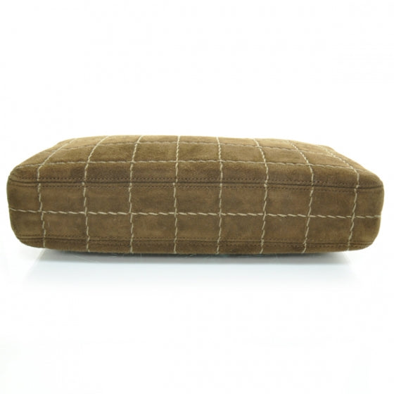 Suede Square Stitched Shoulder Bag Brown