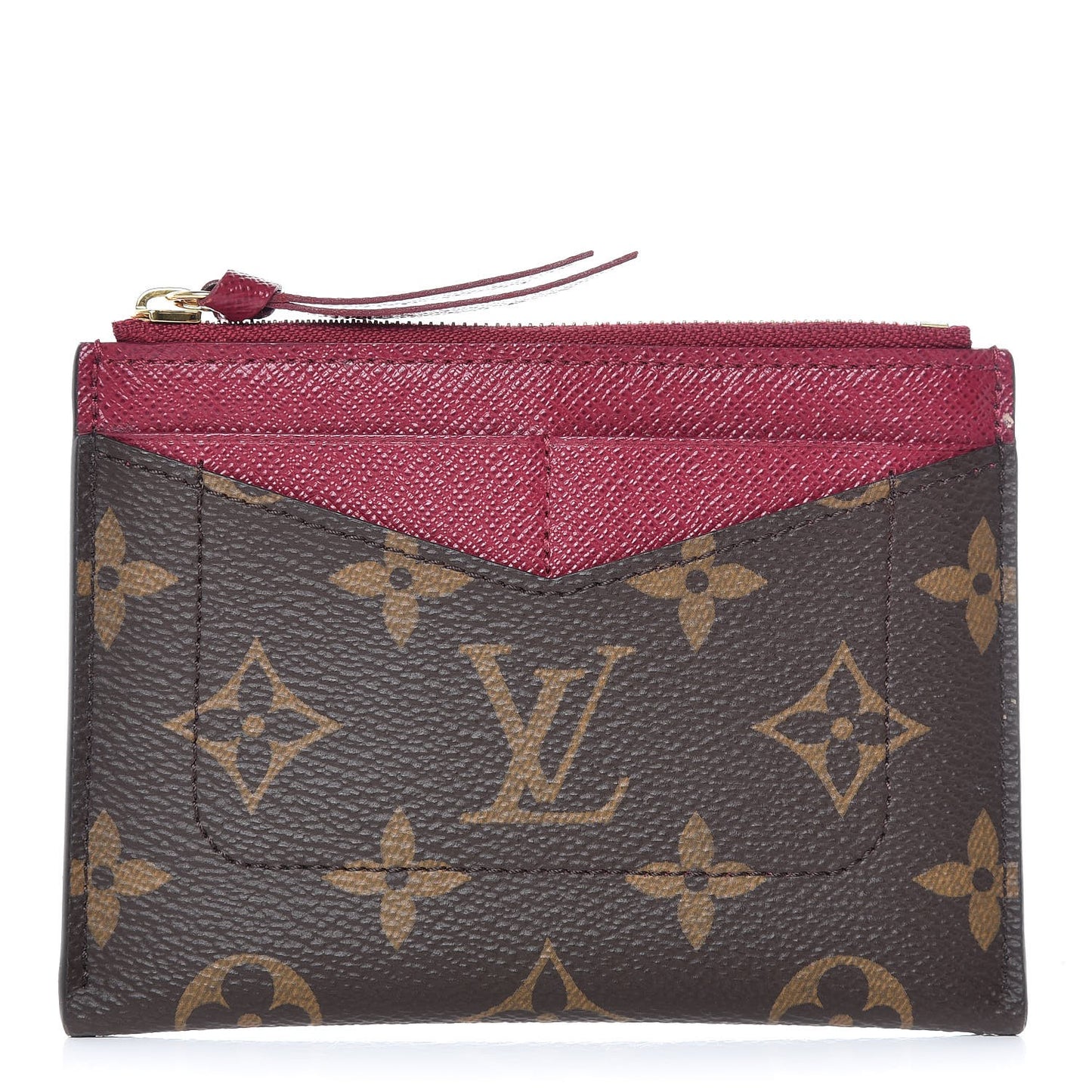 Monogram Zipped Card Holder Fuchsia