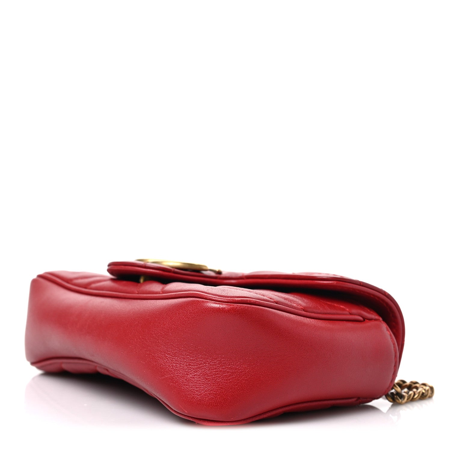 Gucci Calfskin Matelasse Super Mini GG Marmont Shoulder Bag Hibiscus Red 16 of 19