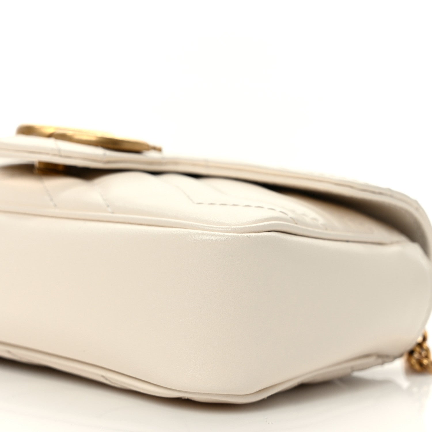 Gucci Calfskin Matelasse Super Mini GG Marmont Shoulder Bag White 9 of 10