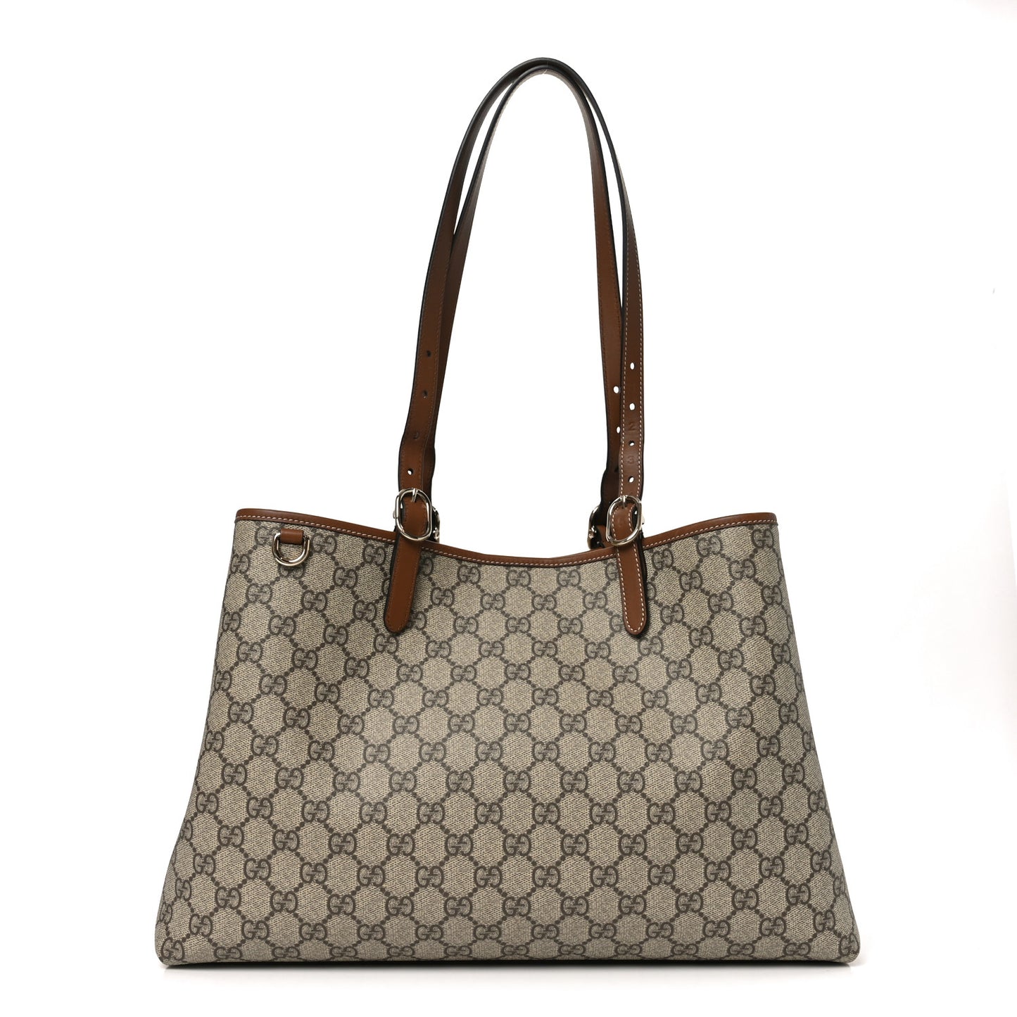 GG Supreme Monogram Emblem Large Tote Bag Beige Dark Brown