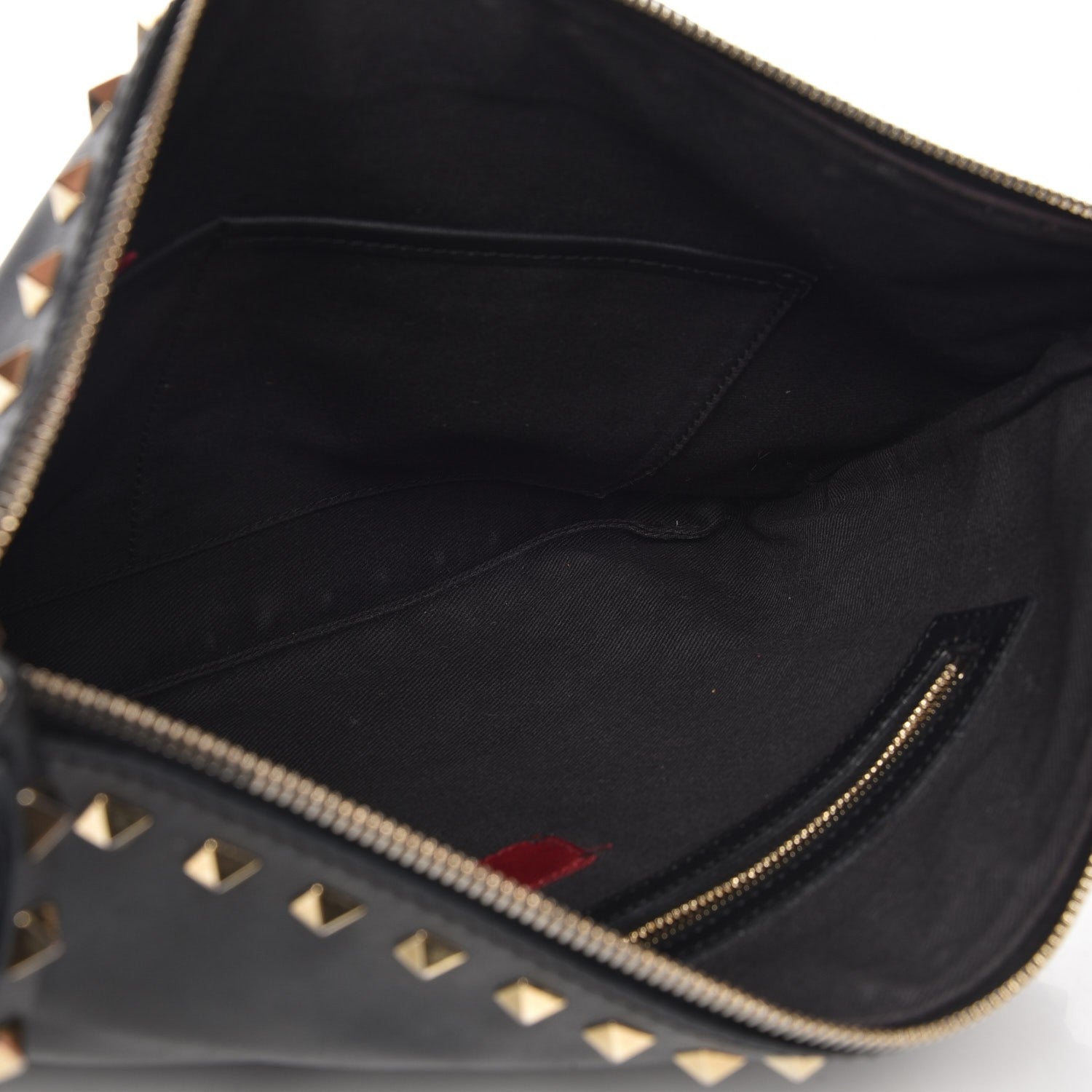 Valentino Garavani Vitello Large Rockstud Zip Wristlet Pouch Black 5 of 8
