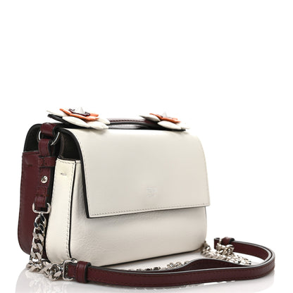 Fendi Vitello Dolce Flowerland Bi-Color Studded Micro Double Baguette Bordeaux White Ice 3 of 11