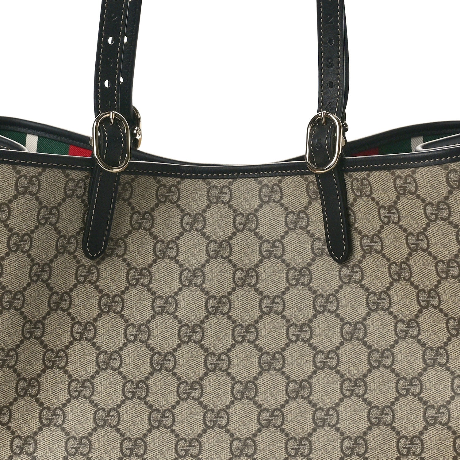 Gucci GG Supreme Monogram Emblem Medium Tote Bag Beige Black 7 of 11