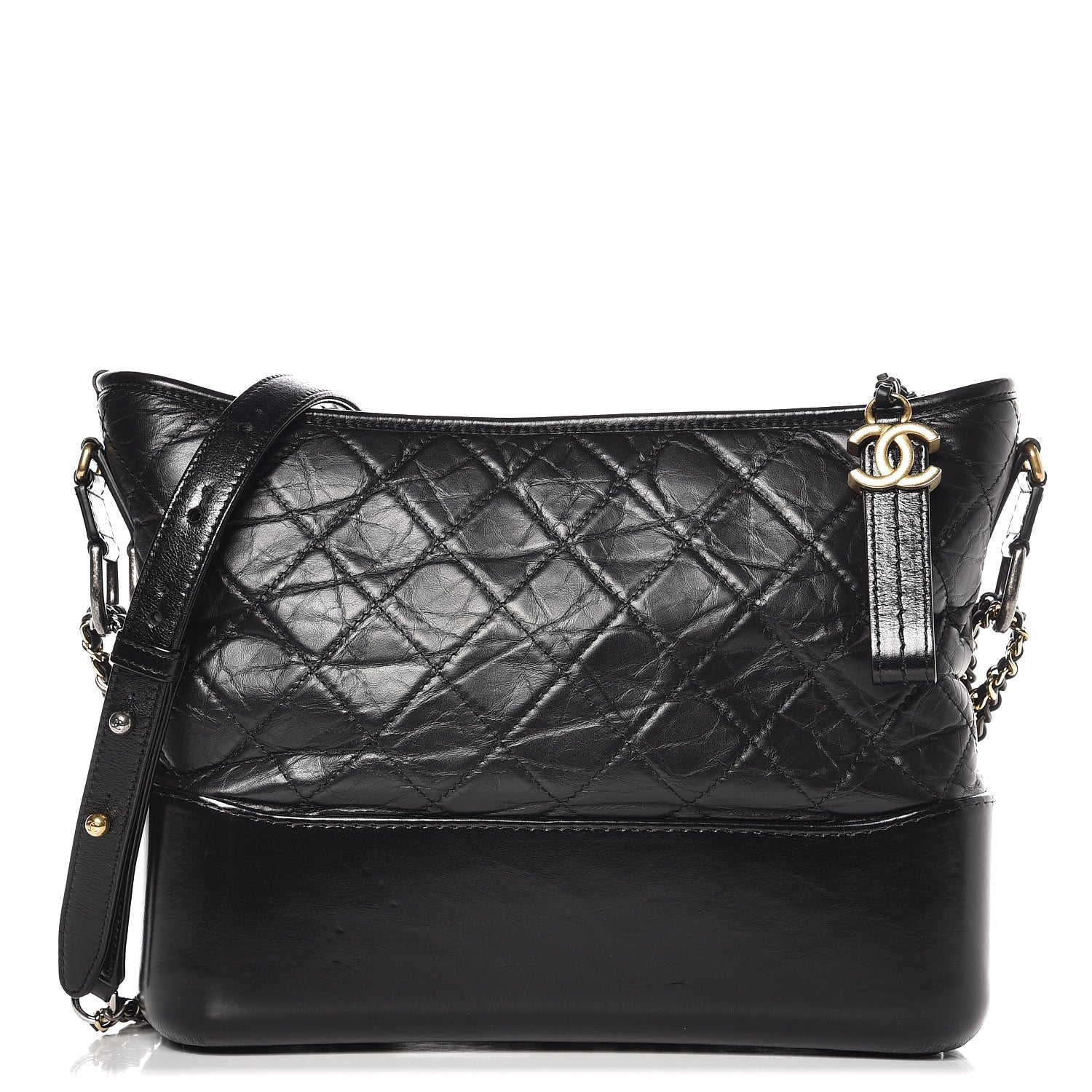 Chanel Aged Calfskin Quilted Medium Gabrielle Hobo Black 1 of 8
