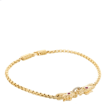 John Hardy 18K Yellow Gold Diamond Ruby Legends Naga Station Bracelet 1 of 4