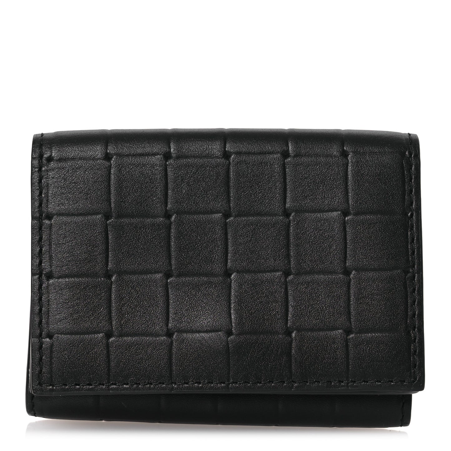 Nappa Intrecciato Tri-Fold Wallet Black